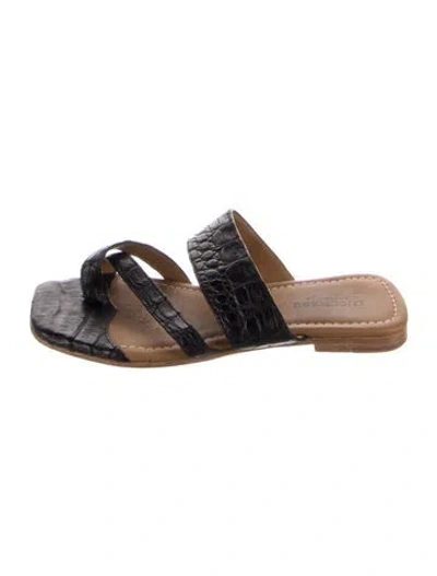 Pre-owned Lucchese Alligator Slides In Brown