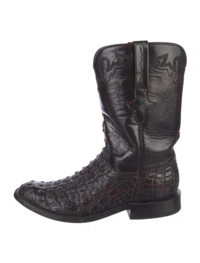 Pre-owned Lucchese Alligator Western Boots In Black