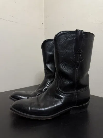 Pre-owned Lucchese Black Cowboy Boots