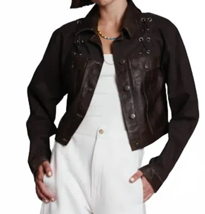 Lucchese Hailey Twill Patina Jacket In Sable In Brown