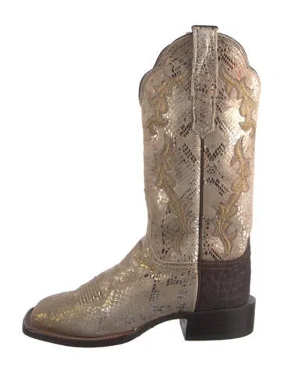 Pre-owned Lucchese Leather Animal Print Western Boots