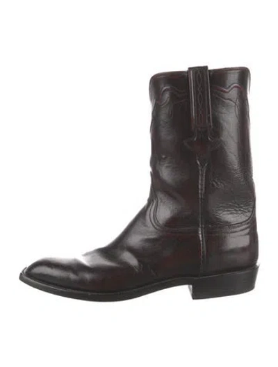 Pre-owned Lucchese Leather Boots In Brown