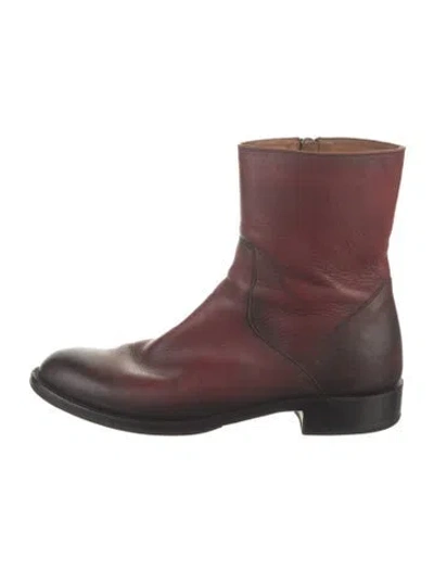 Pre-owned Lucchese Leather Boots In Burgundy