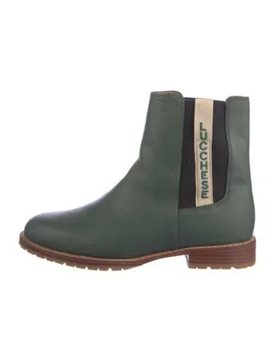 Pre-owned Lucchese Leather Chelsea Boots In Green
