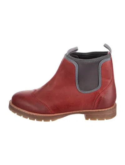 Pre-owned Lucchese Leather Chelsea Boots In Red