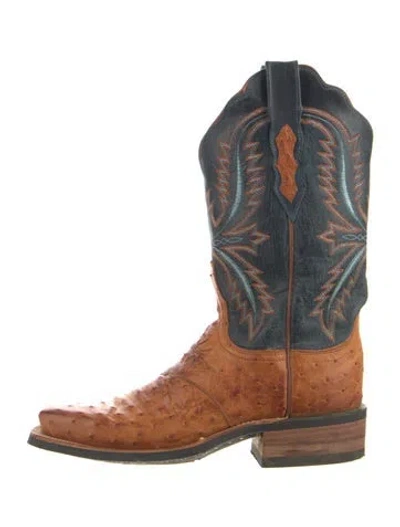 Pre-owned Lucchese Leather Colorblock Pattern Western Boots In Multi