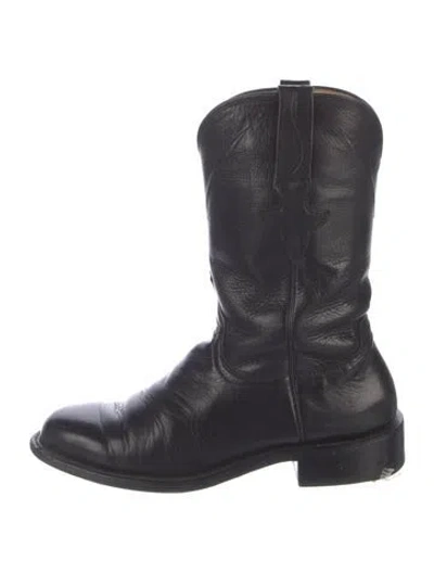 Pre-owned Lucchese Leather Combat Boots In Blue