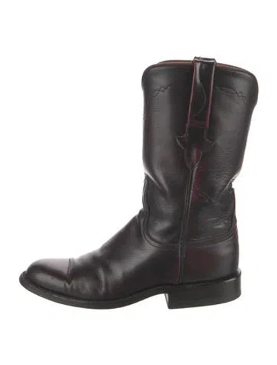 Pre-owned Lucchese Leather Moto Boots In Black