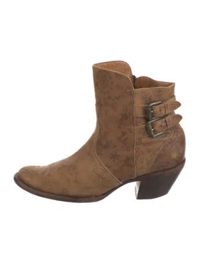 Pre-owned Lucchese Leather Moto Boots In Neutral