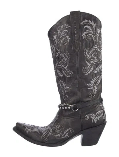 Pre-owned Lucchese Leather Patterned Western Boots In Multi