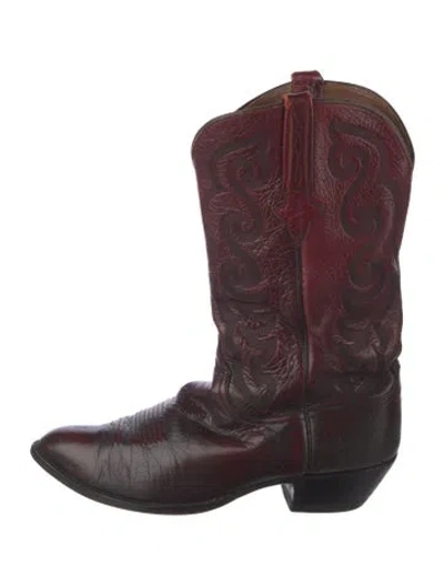 Pre-owned Lucchese Leather Patterned Western Boots In Multi