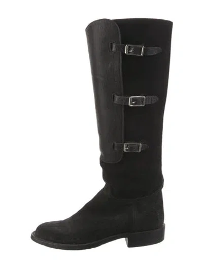 Pre-owned Lucchese Leather Riding Boots In Black