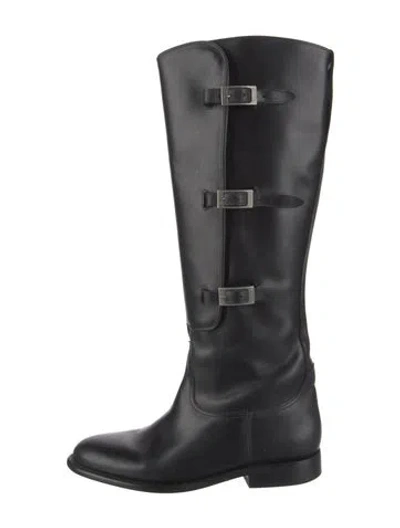 Pre-owned Lucchese Leather Riding Boots In Black