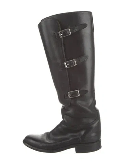 Pre-owned Lucchese Leather Riding Boots In Black