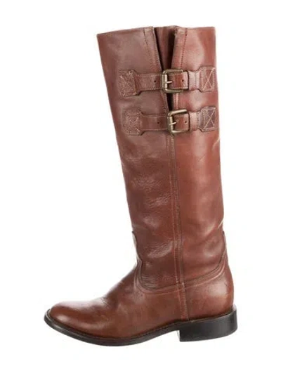 Pre-owned Lucchese Leather Riding Boots In Brown