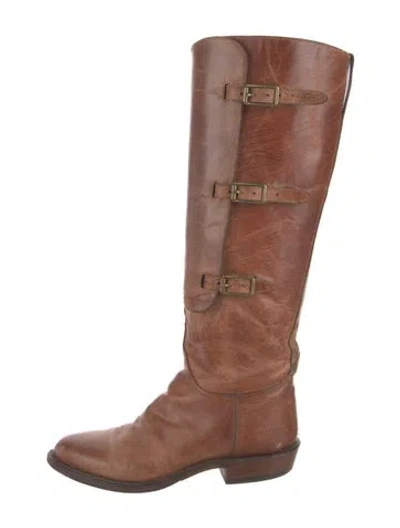 Pre-owned Lucchese Leather Riding Boots In Brown