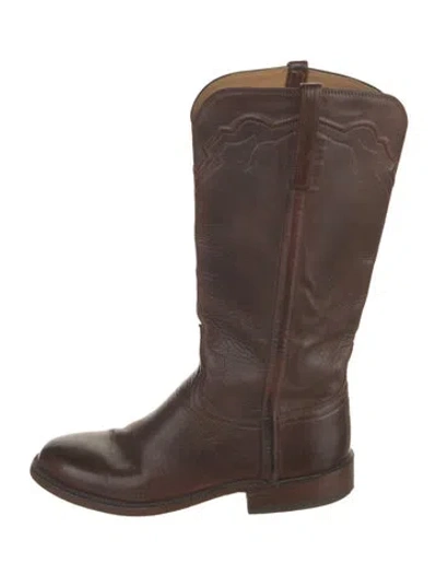 Pre-owned Lucchese Leather Riding Boots In Brown