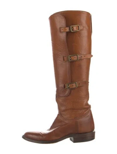 Pre-owned Lucchese Leather Riding Boots In Brown