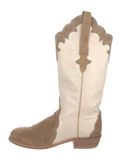 Pre-owned Lucchese Leather Riding Boots In Neutral