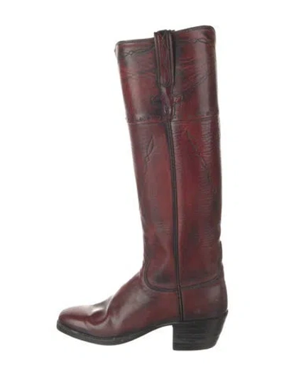 Pre-owned Lucchese Leather Riding Boots In Red