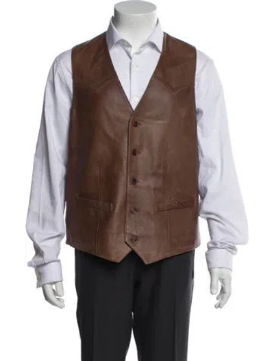 Pre-owned Lucchese Leather Suit Vest In Brown
