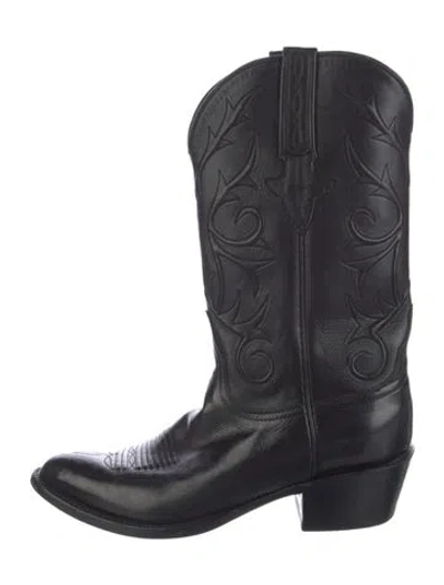 Pre-owned Lucchese Leather Western Boots In Black