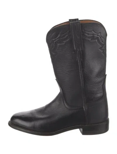 Pre-owned Lucchese Leather Western Boots In Black
