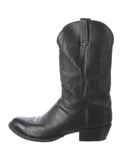 Pre-owned Lucchese Leather Western Boots In Black