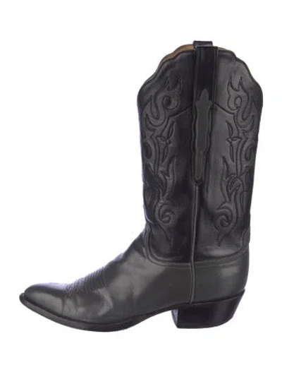 Pre-owned Lucchese Leather Western Boots In Black