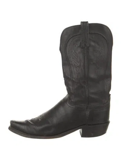 Pre-owned Lucchese Leather Western Boots In Black