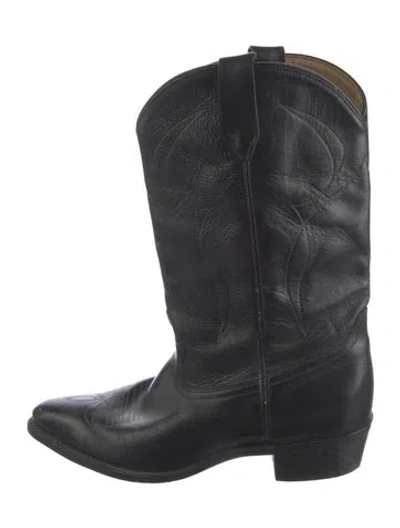 Pre-owned Lucchese Leather Western Boots In Black