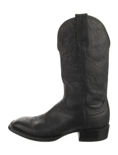 Pre-owned Lucchese Leather Western Boots In Black
