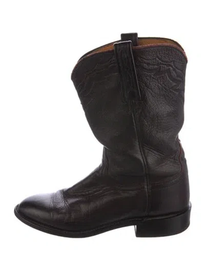 Pre-owned Lucchese Leather Western Boots In Black