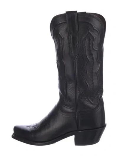 Pre-owned Lucchese Leather Western Boots In Black