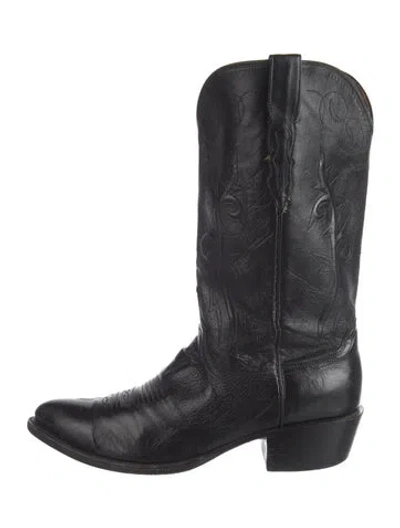 Pre-owned Lucchese Leather Western Boots In Black