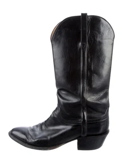 Pre-owned Lucchese Leather Western Boots In Black