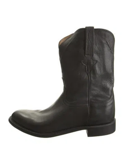 Pre-owned Lucchese Leather Western Boots In Black