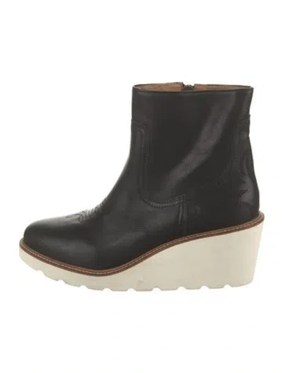 Pre-owned Lucchese Leather Western Boots In Black