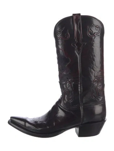 Pre-owned Lucchese Leather Western Boots In Black