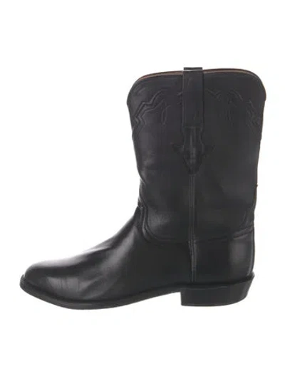 Pre-owned Lucchese Leather Western Boots In Black