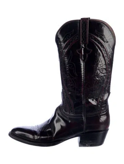 Pre-owned Lucchese Leather Western Boots In Black
