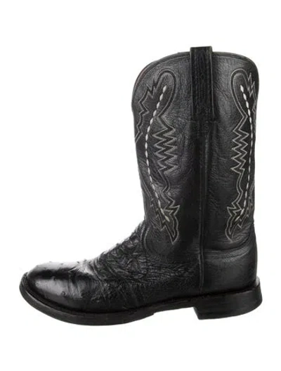 Pre-owned Lucchese Leather Western Boots In Black