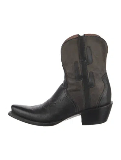 Pre-owned Lucchese Leather Western Boots In Black