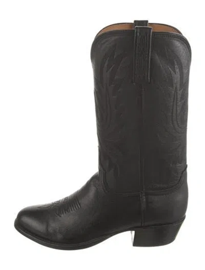 Pre-owned Lucchese Leather Western Boots In Black