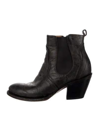 Pre-owned Lucchese Leather Western Boots In Black