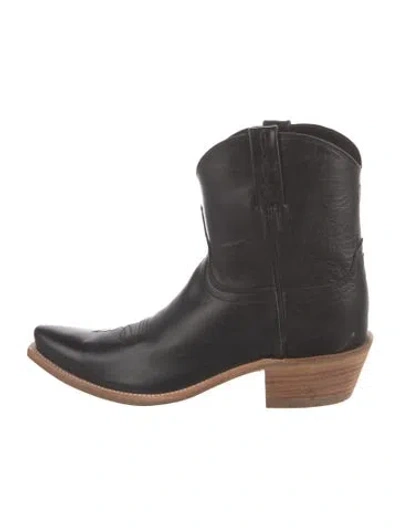 Pre-owned Lucchese Leather Western Boots In Black