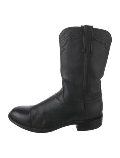 Pre-owned Lucchese Leather Western Boots In Black