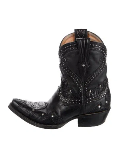 Pre-owned Lucchese Leather Western Boots In Blue