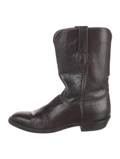 Pre-owned Lucchese Leather Western Boots In Brown