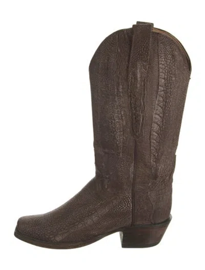 Pre-owned Lucchese Leather Western Boots In Brown